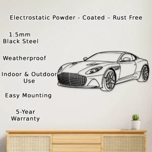 Aston Martin DBS Superleggera Metal Art, Luxury Car Silhouette, Automotive Garage Decor, Enthusiast Gift