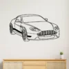 Black metal Aston Martin Vantage silhouette wall art.