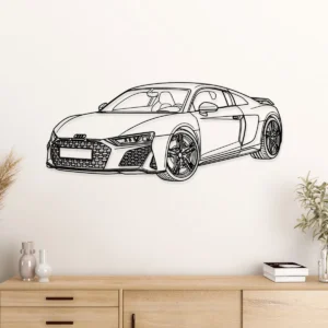 Audi R8 Metal Art, Legendary Supercar Silhouette, Modern Garage Decor, Performance Lover Gift