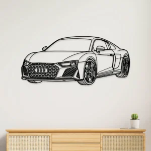 Black metal Audi R8 supercar silhouette wall art.