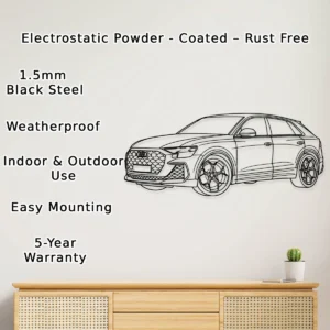 Audi RS Q8 Metal Wall Art, Dynamic SUV Silhouette, Luxury Garage Decor, Car Enthusiast Gift