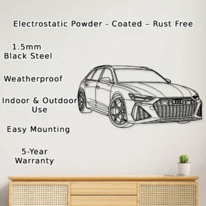 Audi Rs6 Metal Wall Art, Performance Car Silhouette, Garage Decor Sign, Luxury Car Enthusiast Gift
