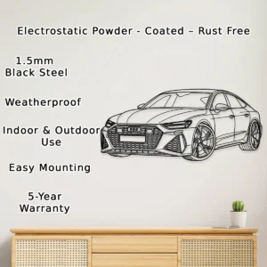 Audi RS7 Metal Wall Art, Dynamic Sedan Silhouette, Luxury Car Decor, Automotive Fan Gift