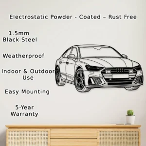 Audi RS7 Sportback Metal Art, Sleek Performance Outline, Modern Garage Decor, Car Enthusiast Gift