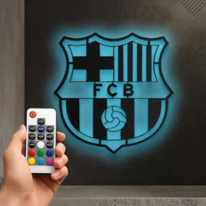 Barcelona FC Metal Wall Sign, Legendary Soccer Art, LED Game Day Decor, Football Fan Present