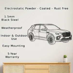 Bentley Bentayga Metal Wall Art, Luxury SUV Outline, Premium Garage Decor, Car Enthusiast Gift