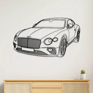 Black metal Bentley Continental GT wall art for luxury garage decor
