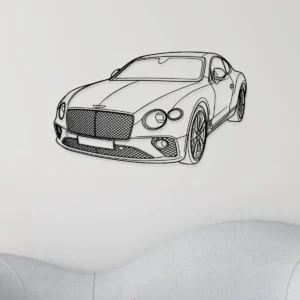 Bentley Continental GT Metal Wall Art, Premium Coupe Outline, Sophisticated Garage Sign, Luxury Car Owner Gift