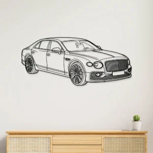 Black metal Bentley Flying Spur silhouette wall art.