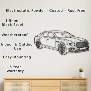 Bentley Flying Spur Metal Art, Luxury Sedan Silhouette, Executive Office Decor, Automotive Fan Gift