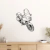 Black metal BMW K100LT motorcycle wall art on a white wall.