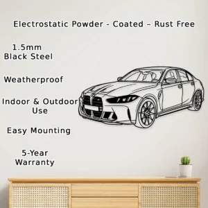 BMW M3 Metal Wall Art, High-Performance Sedan Decor, Modern Garage Sign, Car Enthusiast Gift