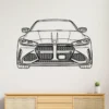 Black metal outline of BMW M4 front view wall art