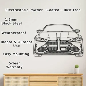 BMW M4 Front Metal Art, Aggressive Sports Car Design, Man Cave Decor, Automotive Fan Gift