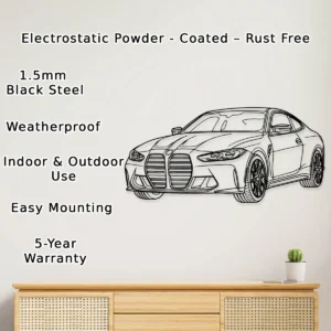 BMW M4 Metal Wall Art, Iconic Sports Car Silhouette, Garage Decor, Driving Enthusiast Gift