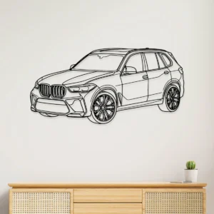 Black metal outline of BMW X5 M SUV wall art
