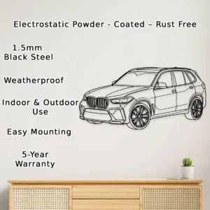 BMW X5 M Metal Art, Dynamic SUV Silhouette, Premium Car Decor, Man Cave Gift
