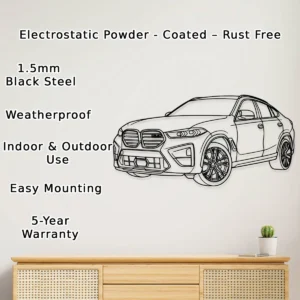BMW X6 M Metal Wall Art, Modern SUV Silhouette Decor, Garage Man Cave Sign, Car Enthusiast Gift