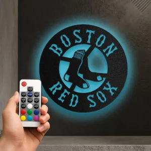 Boston Red Sox Metal Logo Art, Iconic MLB Team Decor, LED Game Room Sign, Baseball Fan Gift