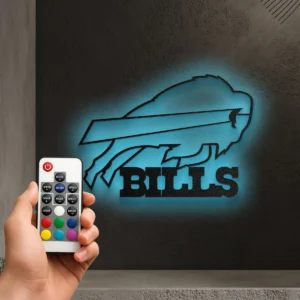 Buffalo Bills Metal Logo Art, Dynamic NFL Team Decor, LED Game Room Sign, Bills Mafia Gift