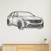 Cadillac CT5 V Blackwing metal wall art, front-side view.