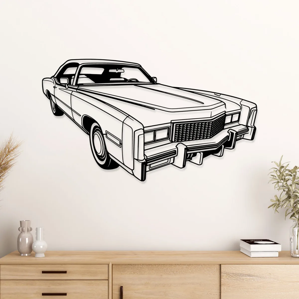 Detailed laser cut silhouette of a vintage Cadillac Eldorado