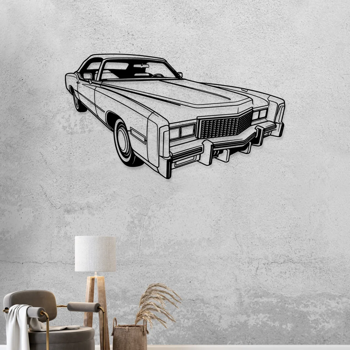 Iconic American luxury car art black metal finish