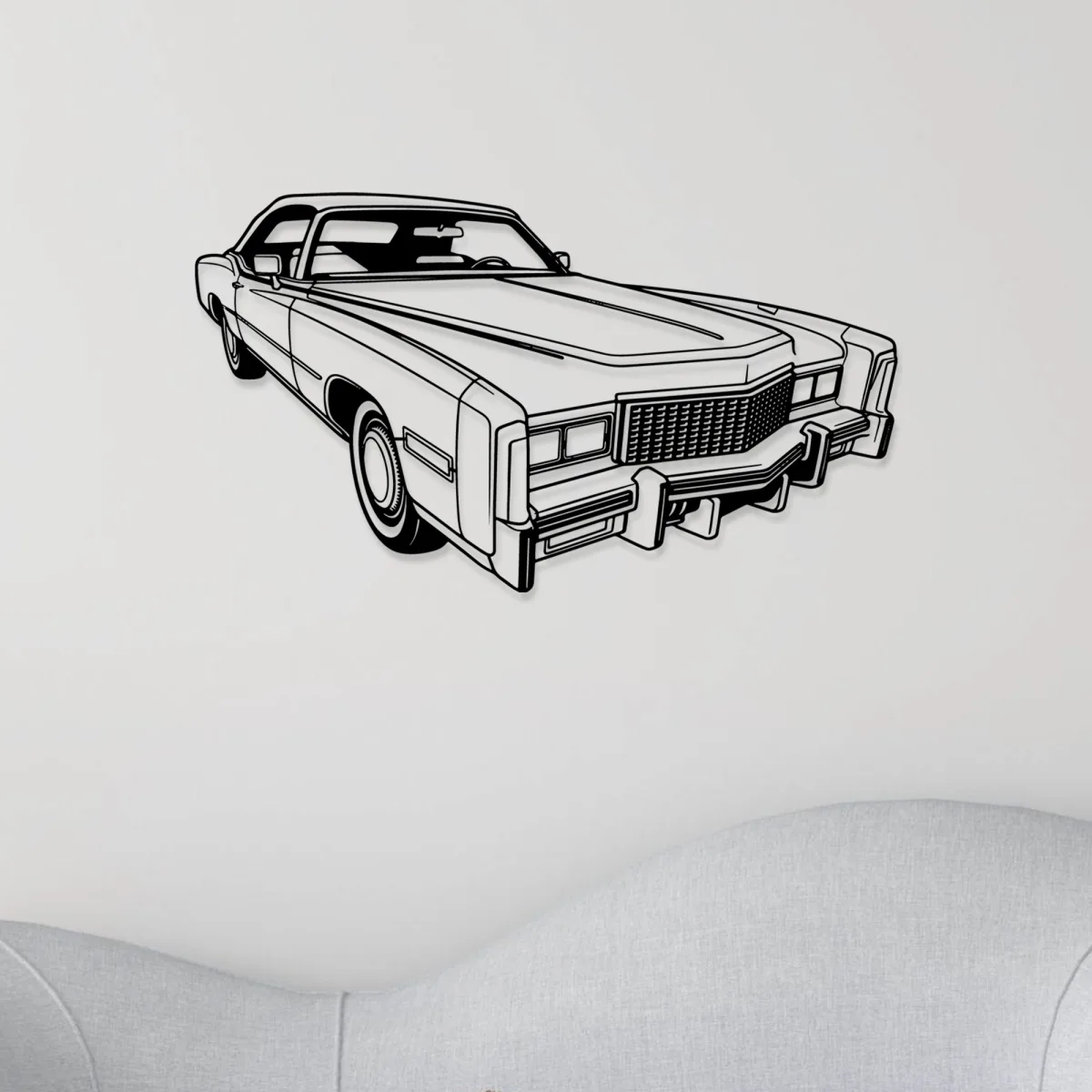 Front view of a Cadillac Eldorado metal wall hanging