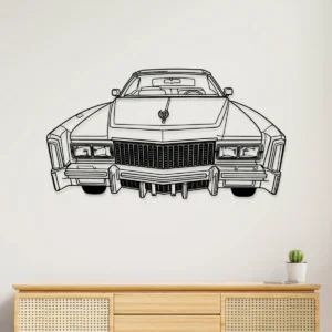 Black metal Cadillac Eldorado wall art for luxury car enthusiasts.