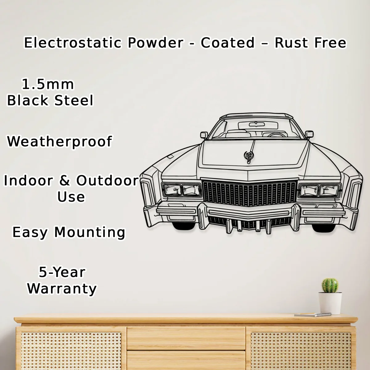 Detailed metal outline of a Cadillac Eldorado for man cave