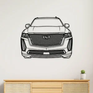 Black metal Cadillac Escalade V front silhouette wall art.