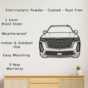 Cadillac Escalade V Front Art, Bold SUV Metal Decor, Automotive Enthusiast Gift, Modern Garage Sign