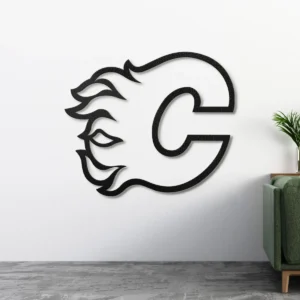 Calgary Flames Metal Logo, Fiery NHL Wall Art, Backlit Game Room Decor, Ultimate Hockey Fan Gift