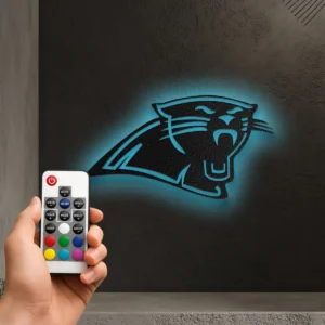 Carolina Panthers Metal Logo Art, Dynamic NFL Team Decor, LED Game Room Sign, Football Fan Gift