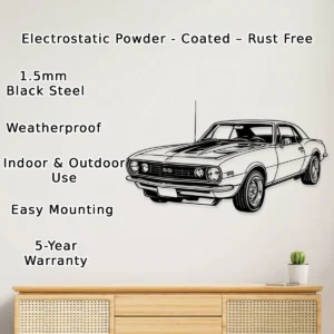 Chevrolet Camaro 1967 Metal Art, American Muscle Car Decor, Retro Garage Sign, Car Enthusiast Gift