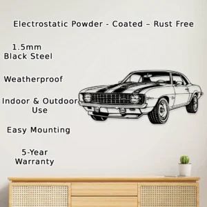 Chevrolet Camaro 1969 Z28 Metal Art, Classic Muscle Car Decor, Vintage Garage Sign, Car Lover Gift