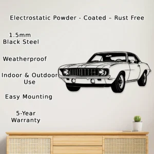 Chevrolet Camaro 1969 Z28 Metal Art, Iconic Muscle Car Silhouette, Retro Garage Decor, Classic Car Gift