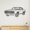 Black metal outline art of a Chevrolet Camaro Coupe.