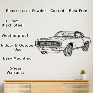 Chevrolet Camaro Coupe Metal Art, American Muscle Car Decor, Classic Auto Garage Sign, Car Lover Gift