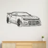Black metal outline art of a Chevrolet Camaro ZL1 on a white wall.