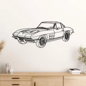 Chevrolet Corvette C2 Metal Art, Classic Car Silhouette, Vintage Garage Decor, Auto Enthusiast Gift
