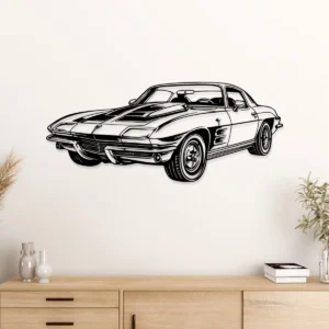 Chevrolet Corvette C2 Silhouette, Iconic Sports Car Metal Art, Vintage Garage Decor, Classic Car Gift