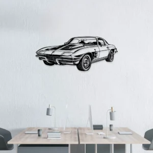 Chevrolet Corvette C2 Silhouette, Iconic Sports Car Metal Art, Vintage Garage Decor, Classic Car Gift