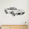 Black metal silhouette of a Chevrolet Corvette C3 for garage wall.