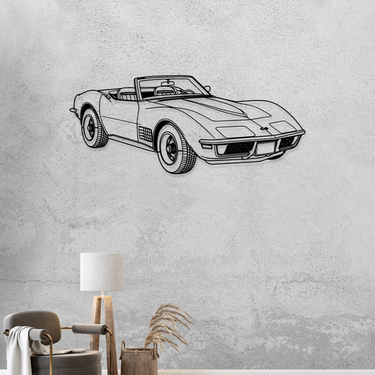 Laser cut steel art featuring the legendary Chevrolet Corvette C3