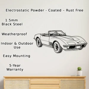 Chevrolet Corvette C3 Metal Art, Classic Sports Car Decor, Vintage Garage Sign, Automotive Enthusiast Gift