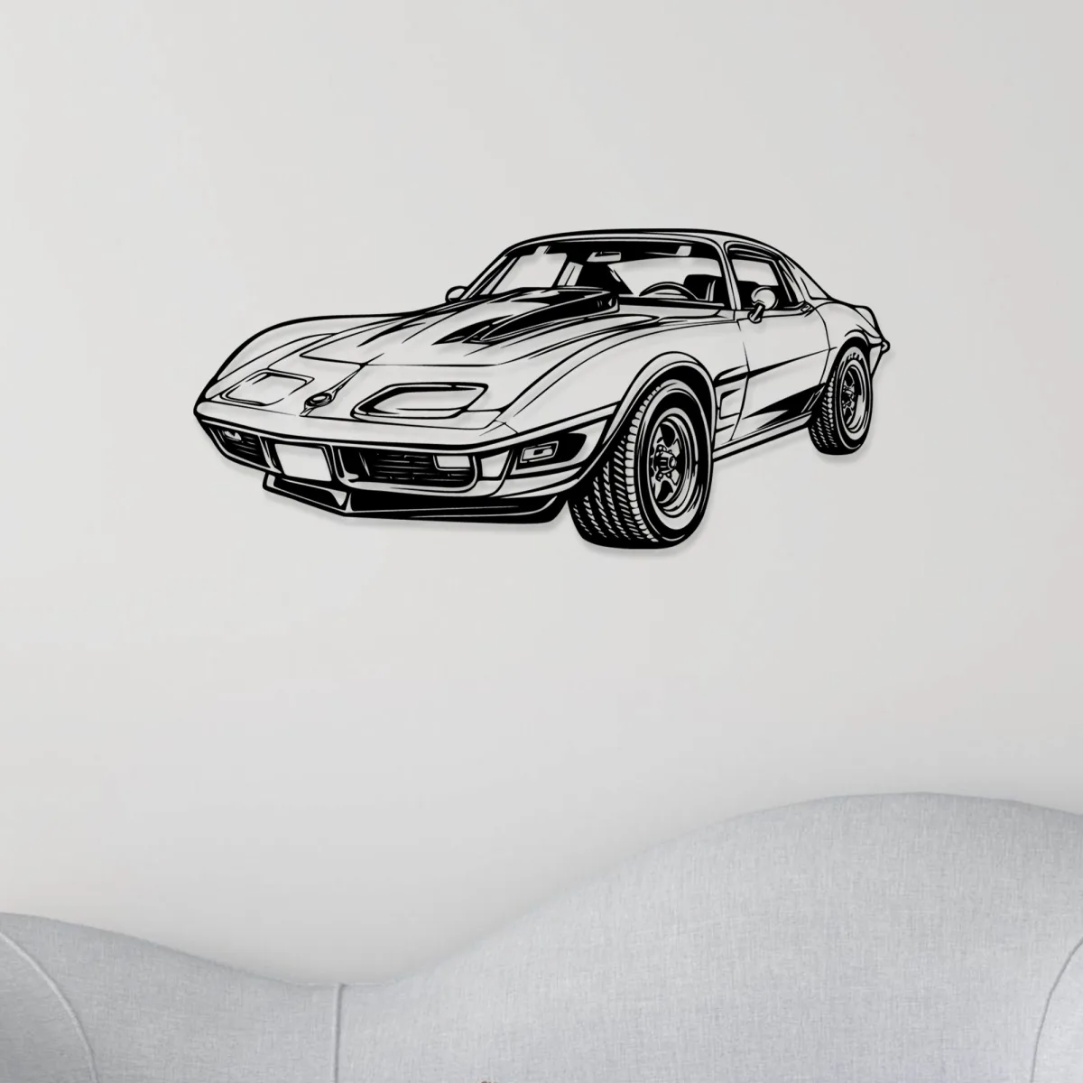 Automotive themed metal art a classic Chevrolet Corvette C3 for garage decor