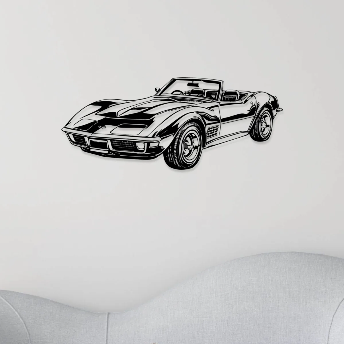 Iconic American muscle car decor a Corvette C3 laser cut from metal
