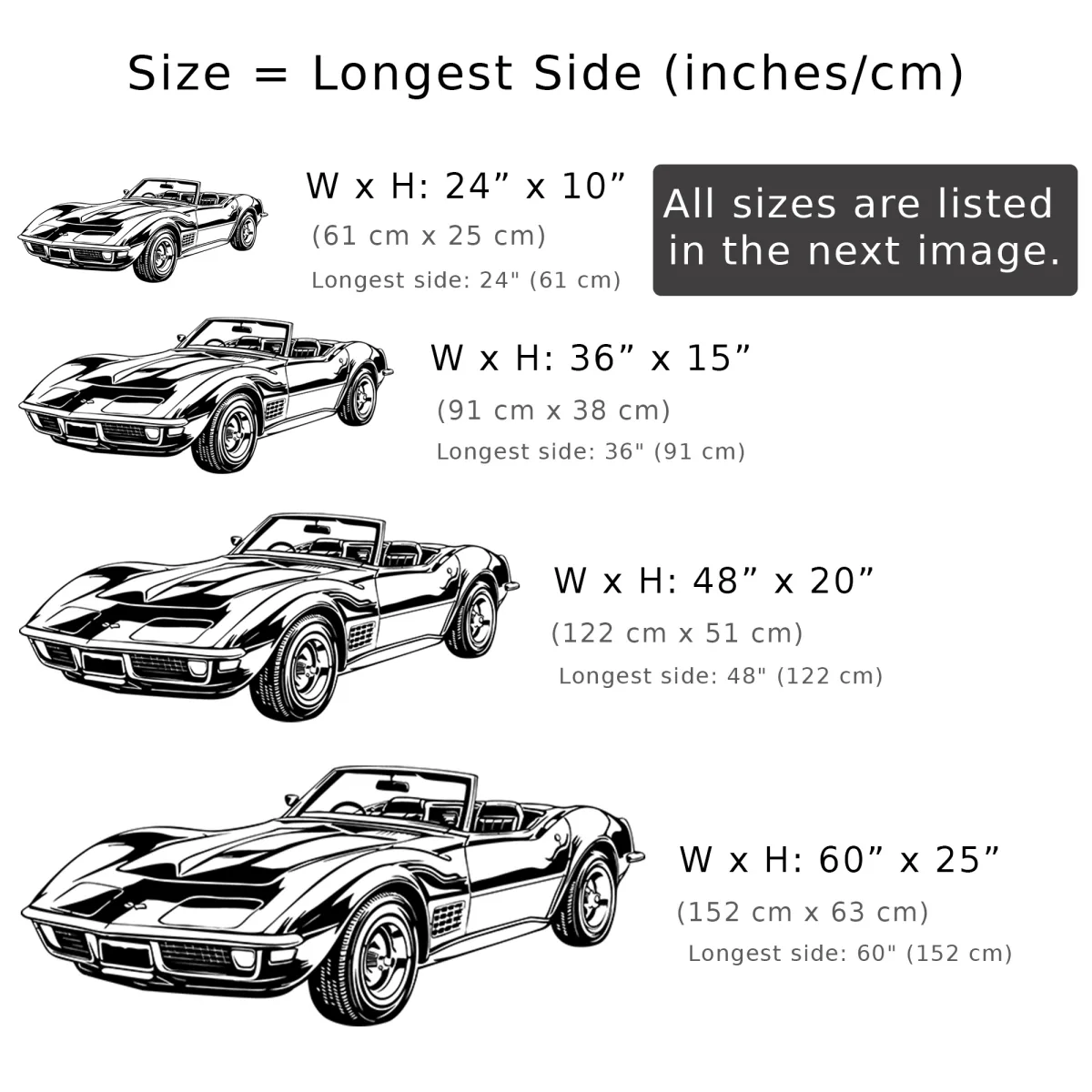 Close up of the front of the Corvette C3 metal art showing intricate details