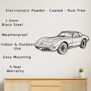 Chevrolet Corvette C3 Metal Art, Iconic Muscle Car Silhouette, Retro Garage Decor, Car Enthusiast Gift
